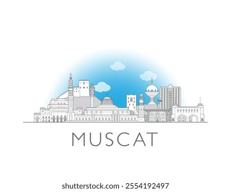 Muscat Oman skyline cityscape vector illustration