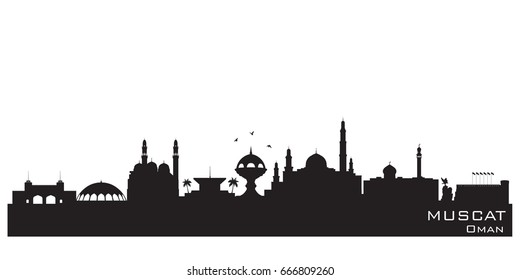 Muscat Oman skyline Detailed vector silhouette