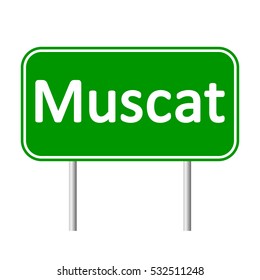 Muscat road sign isolated on white background.