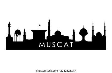 Muscat skyline silhouette. Black Muscat city design isolated on white background. 