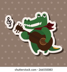 muscial animal Alligator flat icon elements background,eps10