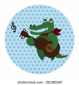 muscial animal Alligator flat icon elements background,eps10