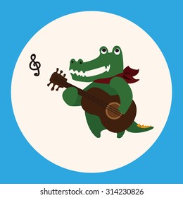 muscial animal Alligator flat icon elements background,eps10