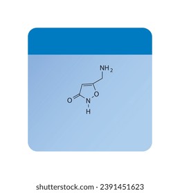 Muscimol molecular structure, skeletal formula diagram on pink background. Scientific EPS10 vector illustration.