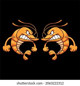 
MUSCLE ANGRY SHRIMP VECTOR ILLUSTRATION