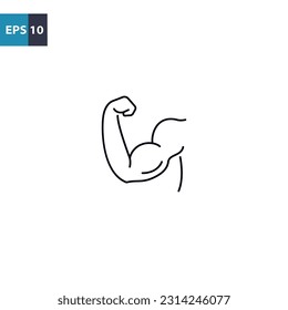 Muscle arm bicep outline icon Vector illustration