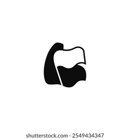 Concepto de diseño de logotipo de brazo muscular y bandera.