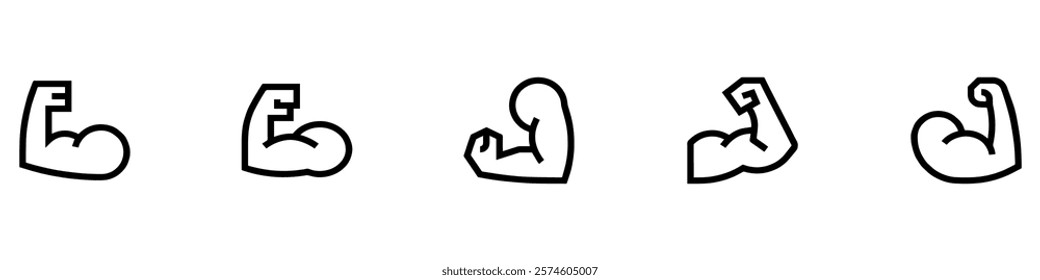 Muscle arm icon. Muscular arm logo. Flexing biceps symbol. Vector Illustration. EPS 10