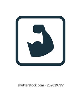 muscle arm icon Rounded squares button, on white background 