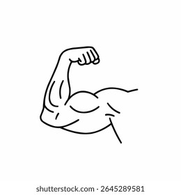 Muscle arms strong biceps line art vector isolated on white background.	
EPS 10