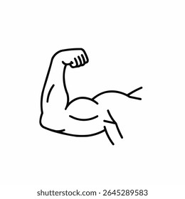 Muscle arms strong biceps line art vector isolated on white background.	
EPS 10