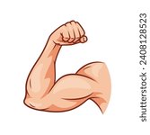 Muscle arms strong biceps vector isolated on white background.	