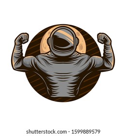 muscle astronaut vector illustration isolated on white background