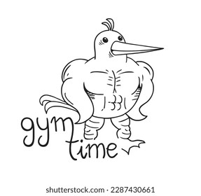 Muscle bird and gym time message design