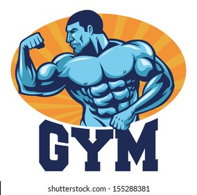 Muscle bodybuilder suitable for gym mascot