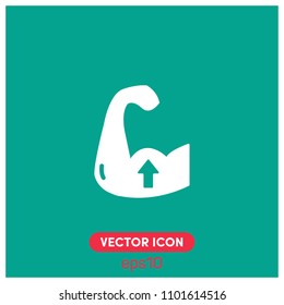 Muscle, Bodybuilder,Arrow,Sportsman Sign Vector Icon Illustration For Web And Mobile Application.Ui/Ux.Green Backround.Premium Quality.