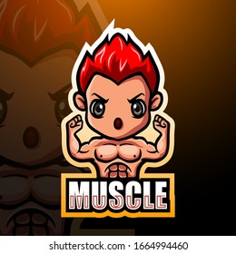 Muscle boy mascot esport logo design