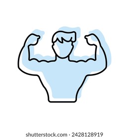 Muscle Building icon, strength training, resistance training, bodybuilding, weightlifting color shadow thinline icon, editable vector icon, pixel perfect, illustrator ai file