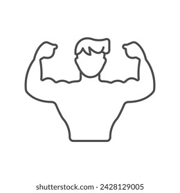 Muscle Building icon, strength training, resistance training, bodybuilding, weightlifting thinline icon, editable vector icon, pixel perfect, illustrator ai file