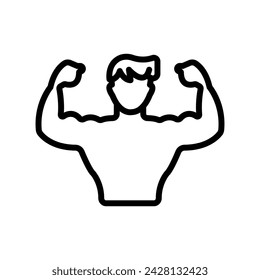 Muscle Building icon, strength training, resistance training, bodybuilding, weightlifting line icon, editable vector icon, pixel perfect, illustrator ai file