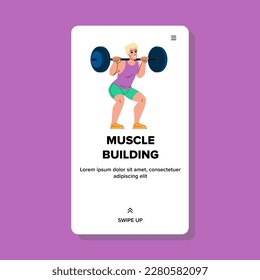 Muskelaufbau Vektor. Körpergewicht, Fitnessraum, Muskelsport, Kraft, Fitnesstraining Muskelaufbau Web-Cartoon-Illustration