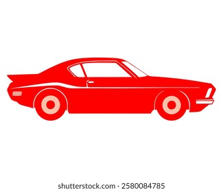 muscle car 1970s  vecter.  white background view from side. best for badge, logo, emblem