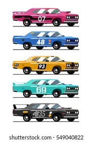 Muscle car assorted colors. Race auto