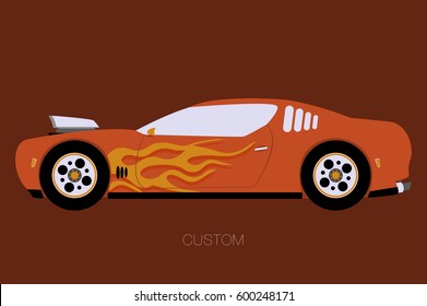 muscle car, flat design style, vector