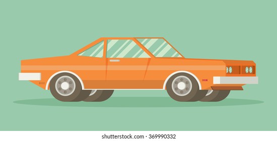 Muscle car. Flat styled vector illustration