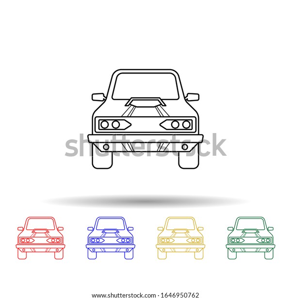 Muscle car front multi color style icon.\
Simple thin line, outline vector of bigfoot car icons for ui and\
ux, website or mobile\
application