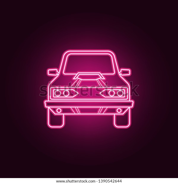 Muscle\
car front neon icon. Elements of bigfoot car set. Simple icon for\
websites, web design, mobile app, info\
graphics