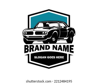 Muscle car front view emblem ready made logo template vector isolated