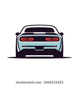 Muscle car icon rear view. Vector illustration