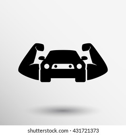 muscle car icon symbol  vector graphic sign  on white background