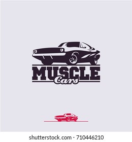 muscle car label, vector muscle car logo