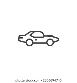 Muscle car line icon. linear style sign for mobile concept and web design. Coupe Car side view outline vector icon. Symbol, logo illustration. Vector graphics