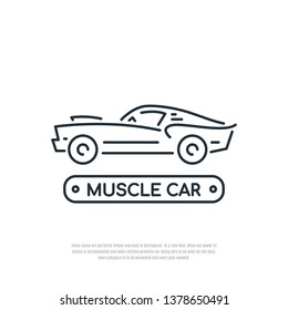 Muscle car line icon. Car symbol. Liner style. Vector illustration.