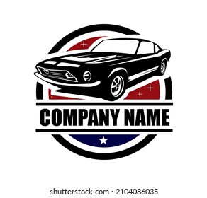 muscle car logo banner vector illustration american poster template isolated