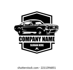 muscle car logo, emblems and badges isolated on white background. Old american car from 60s.