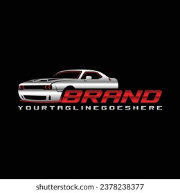 Muscle car logo template, with black background