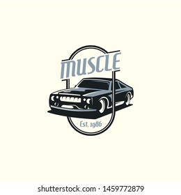 Muscle car logo template in retro style. Retro car logo vector