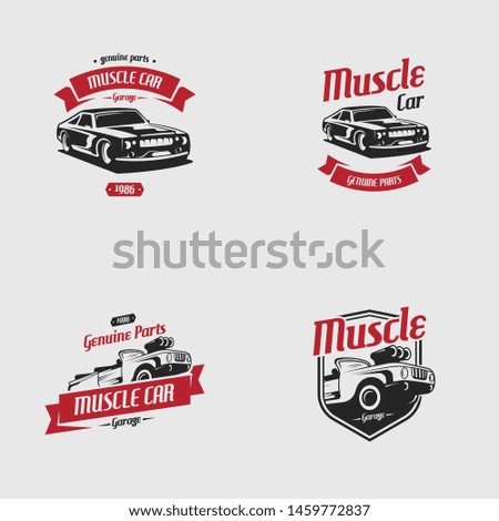 Muscle car logo template in retro style. Retro car logo vector