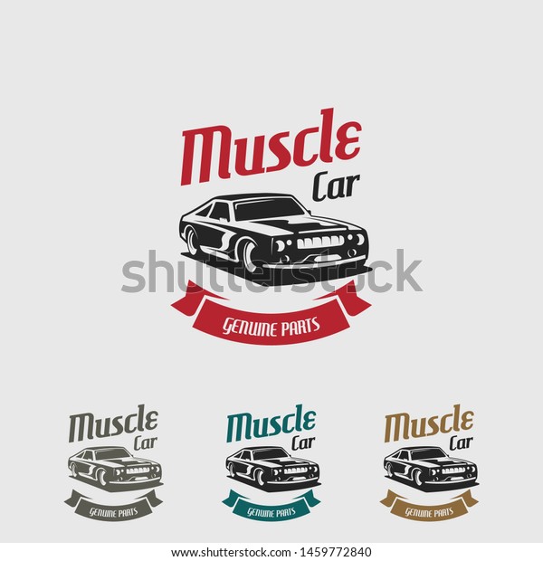 Muscle car logo template in retro style. Retro car\
logo vector