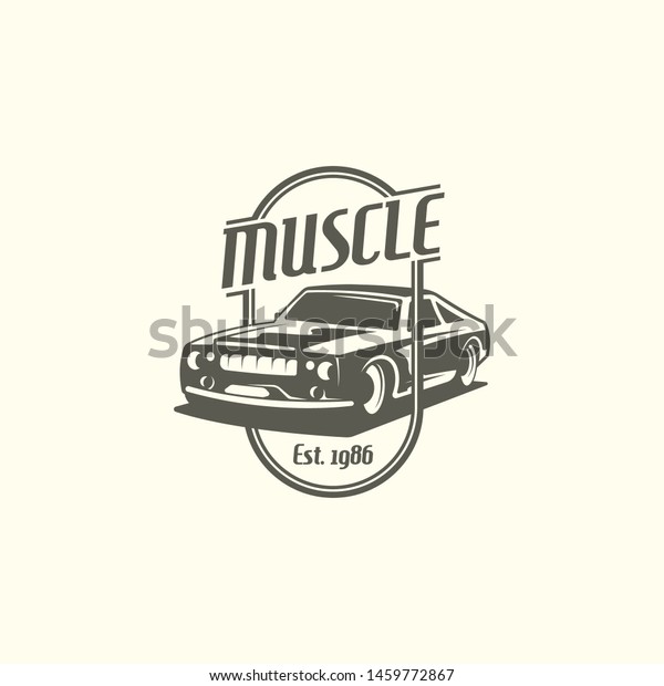Muscle car logo template in retro style. Retro car
logo vector