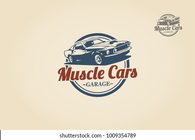 Muscle Car logo template for your company. Vector logo illustration.