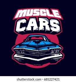 Muscle car. Logo. Vector isolated