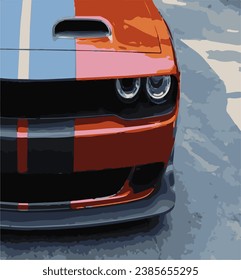 muscle car on front view vector
