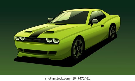 Muscle car realistic vector illustration 