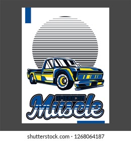 Muscle car retro 70s vector poster - Vector 