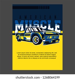 Muscle car retro 70s vector poster - Vector 